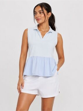 Under Armour Sleeveless Peplum Golf Polo Celeste Blue XL Women